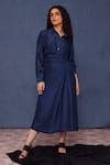 Buy_Chokhi Chorri_Blue Silk Collared Afina Shirt Dress _at_Aza_Fashions