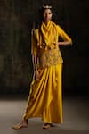 Buy Mona And Vishu Yellow Draped Skirt Satin Linen, Kurta And Scarf Chanderi Silk Beads, Set at Aza Fashions Buy_Mona And Vishu_Yellow Draped Skirt Satin Linen, Kurta And Scarf Chanderi Silk Beads, Set _at_Aza_Fashions