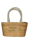 Buy_Gin & Tonic_Beige Beads And Sequin Feliz Basket Woven Beach Bag _at_Aza_Fashions