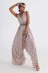 Buy_Smriti by Anju Agarwal_Off White Jumpsuit Satin Georgette Printed Floral V Neck Huma_at_Aza_Fashions