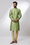Buy_Samyukta Singhania_Green Jacquard, Silk Embroidery Floral Pattern Kurta _at_Aza_Fashions