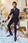 Buy_Varun Chakkilam_Black Polyblend Suiting Fabric Embroidered Sequin Blazer And Pant Set _at_Aza_Fashions