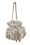 Buy_Fuchsia_White Embroidery Zinnia Bloom Potli Bag _at_Aza_Fashions