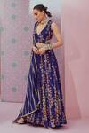 Buy_Krisha sunny Ramani_Blue Blouse And Lehenga Crepe Embroidered Sequin Jhumka Embellished Panelled Set _at_Aza_Fashions