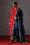Buy_Weaver Story_Blue Organza Hand Embroidery Barfi Stitch Dupatta _at_Aza_Fashions