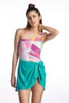 Buy_Kai Resortwear_Pink Geometric One Shoulder Fling Pattern Swimsuit  _at_Aza_Fashions