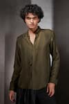 Buy_Rohit Gandhi + Rahul Khanna_Green Silk Embroidered Resham Work Placket Shirt _at_Aza_Fashions