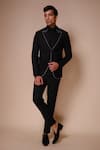 Buy_Tisa - Men_Black Terry Rayon Embroidery Stitchline Tuxedo Set  _at_Aza_Fashions