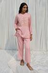 Buy Ayaka Pink 100% Organic Cotton Made With Solid Front Pleated Trouser at Aza Fashions Buy_Ayaka_Pink 100% Organic Cotton Made With Solid Front Pleated Trouser _at_Aza_Fashions