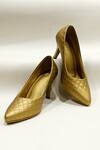 Buy_THE ALTER_Gold Faux Leather / Non Leather Amora Quilted Pump Stiletto Heels_at_Aza_Fashions