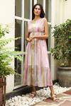 Buy_Aroop Shop India_Multi Color Recycled Chiffon Malin Stella Print Kaftan_at_Aza_Fashions