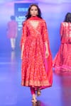 Punit Balana_Red Chanderi Silk Surkh Laal Floral Print Angarkha Set_Online_at_Aza_Fashions