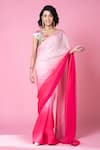 Buy_Siddhartha Bansal_Multi Color Pure Satin Embroidered Patchwork V Ombre Saree With Blouse  _Online_at_Aza_Fashions