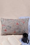 Buy_Khaabka_Grey Jacquard Silk Embroidery Cushion Cover - Set Of 2 _at_Aza_Fashions