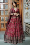 Buy_Safaa_Red Vegan Silk Lining Shantoon Woven Garden V The Zaira Bridal Lehenga Set _at_Aza_Fashions