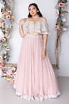 Buy_Sunita Bhandari_Pink Viscose Organza Embroidered Cutdana Sequin Work Lehenga And Ruffle Blouse Set _at_Aza_Fashions