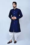 Buy_Arihant Rai Sinha_Blue Art Silk Embroidery Thread Kurta Set _at_Aza_Fashions