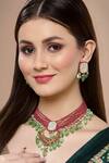 Shop_Dugran By Dugristyle_Pink Pearls, Stones, Diamonds Kundan Embellished Layered Necklace Set _at_Aza_Fashions
