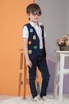Buy_Hoity Moppet_Blue Denim Embroidered Thread Avengers Waistcoat _at_Aza_Fashions