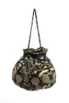 Shop Rabani & Rakha Green Embroidery, Tassels Parsi Gara Potli Bag at Aza Fashions Shop_Rabani & Rakha_Green Embroidery, Tassels Parsi Gara Potli Bag _at_Aza_Fashions