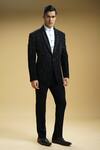 Buy_Kommal Sood_Black Kupro Embroidered Sequin Cutdana And Tuxedo Trouser Set  _at_Aza_Fashions