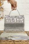 Buy_Kainiche By Mehak_Silver Embellished Handwork Clutch Bag _at_Aza_Fashions