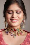 Buy_Ishhaara_Multi Color Stones Gold Navratna Choker Set 