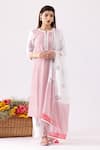 Buy_Abbaran_Ivory Cotton Cambric Printed And Embellished Floral Notched Straight Kurta Set _at_Aza_Fashions