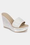 Buy_Aanchal Sayal_Silver Embroidered Forest Sequin Wedges_at_Aza_Fashions