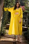 Buy_Paulmi and Harsh_Yellow Jacket And Pant Cotton Silk Plain Jacket Refreshing & Set  _at_Aza_Fashions