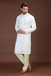 Buy_Kasbah_White Georgette Embroidered Chikankari Kurta_at_Aza_Fashions