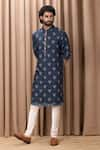 Buy_Ankit V Kapoor_Blue Cotton And Silk Digital Print Floral Patterns Noor Kurta Set _at_Aza_Fashions