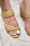 Buy_Myra_Brown Plain Basket Weave Two Strap Heels_at_Aza_Fashions