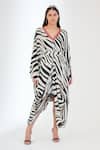 Buy_Nikasha_Black 100% Viscose Georgette Printed And Embroidered Animal V Kaftan Dress _at_Aza_Fashions