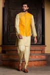 Buy_Nitika Gujral_Yellow Bundi Raw Silk Embroidery Resham And Patra Work Kurta Set _at_Aza_Fashions