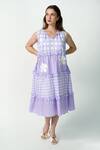Buy_Jyoti Bansal_Purple Cotton Embroidery Turtle Neck Tiered Midi Dress _at_Aza_Fashions