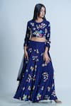 Buy_Nautanky_Blue Crop Top Crepe Embroidery Sequin Embellished Sharara Set  _at_Aza_Fashions