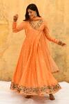 Buy_Label Niti Bothra_Peach Pure And Handwoven Banarasi Silk Floral Bloom Angarkha Anarkali Set_at_Aza_Fashions