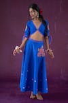 Buy Kacha Tanka Blue Dupion Art Silk Embroidery Floral Mirror Embellished Crop Top And Lehenga Set at Aza Fashions Buy_Kacha Tanka_Blue Dupion Art Silk Embroidery Floral Mirror Embellished Crop Top And Lehenga Set _at_Aza_Fashions
