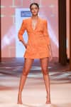 Buy_Pankaj & Nidhi_Orange Blazer Tulle + Jersey Lined With Organza Hand Soleil Tailored  _at_Aza_Fashions