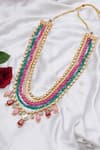 Buy_Ruby Raang_Multi Color Stones Bead And Kundan Studded Necklace _at_Aza_Fashions