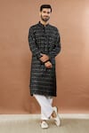 Buy_Aham-Vayam_Black Cotton Embroidered Floral Geometric Chamkila Kurta And Pyjama Set _at_Aza_Fashions