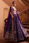 Buy_Mrunalini Rao_Purple Raw Silk Embroidered Zardozi Meena Lehenga And Cutwork Cape Set  _at_Aza_Fashions