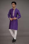 Buy_Para_Purple Chanderi Silk Hand Embroidered Floral Kurta And Pant Set _at_Aza_Fashions