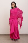 Buy_AK-OK_Pink Silk Embellished Sequin Straight Neck Tonal Top And Skirt Set _at_Aza_Fashions