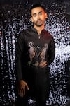 Shop_Sanjana reddy Designs_Black Dola Silk Printed Cheetah Placement Kurta  _at_Aza_Fashions