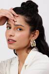 Buy_Isharya_Gold Plated Mirrors, Cubic Zirconia Ruhaaniyat Hoop Earrings_at_Aza_Fashions