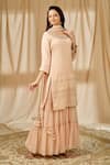 Buy_Alaya Advani_Peach Kurta And Gharara: Georgette Embroidery Sequin Round Set For Women_at_Aza_Fashions