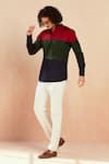 Buy_Seven_Multi Color Cotton Satin Dark There Colorblock Shirt _at_Aza_Fashions