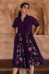 Buy_Taro_Purple Chanderi Silk Print Floral Mulberry Flower Shirt Dress  _at_Aza_Fashions